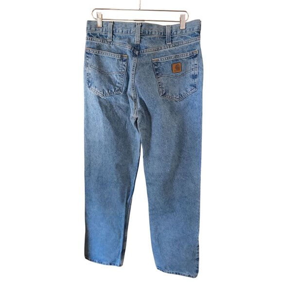 Carhartt Mens Relaxed Fit Blue Denim Jeans Size 34x34  Workwear B460 LVB - Picture 2 of 7